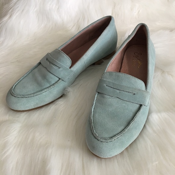 Seychelles Blue Suede Penny Loafers NWOT - Picture 3 of 7